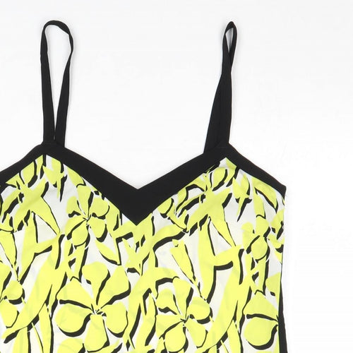 Principles Womens Yellow Geometric Polyester Basic Tank Size 12 V-Neck