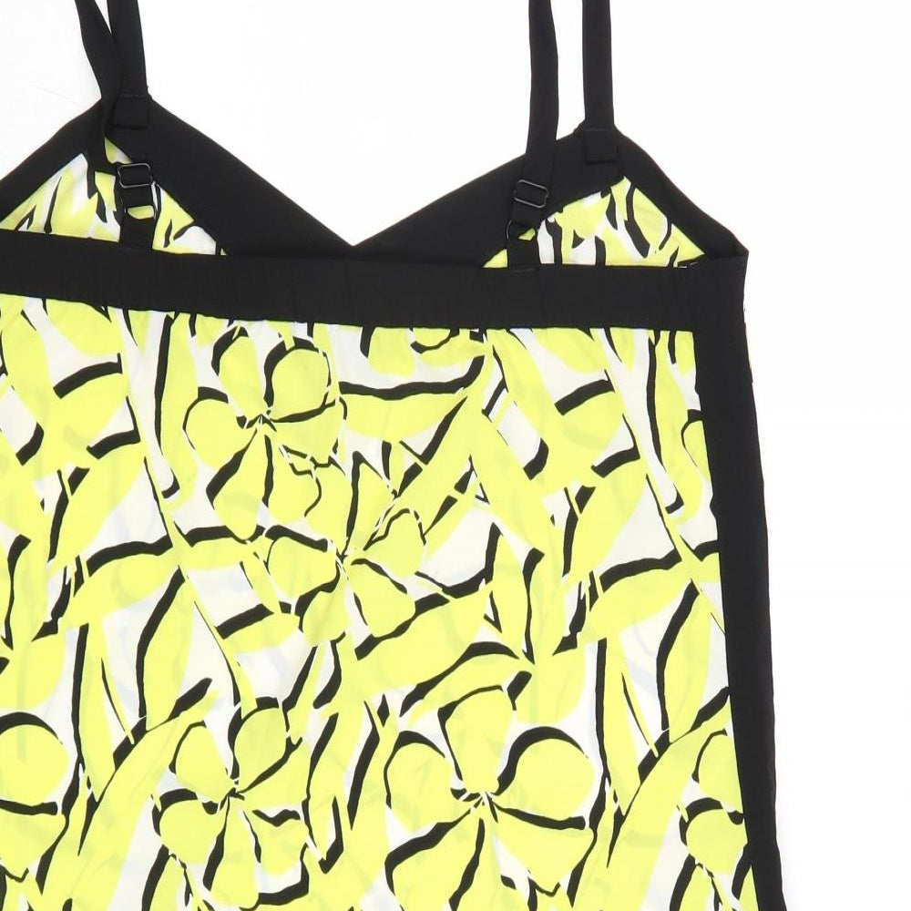 Principles Womens Yellow Geometric Polyester Basic Tank Size 12 V-Neck