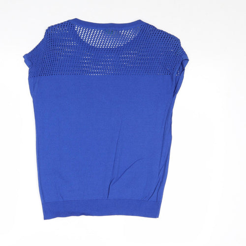 United Colors of Benetton Womens Blue Round Neck Viscose Pullover Jumper Size XS