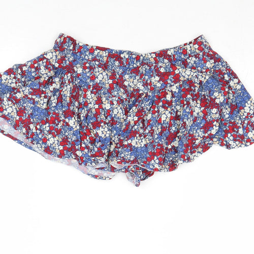NEXT Girls Blue Floral Viscose Mini Skirt Size 6 Years Regular Pull On