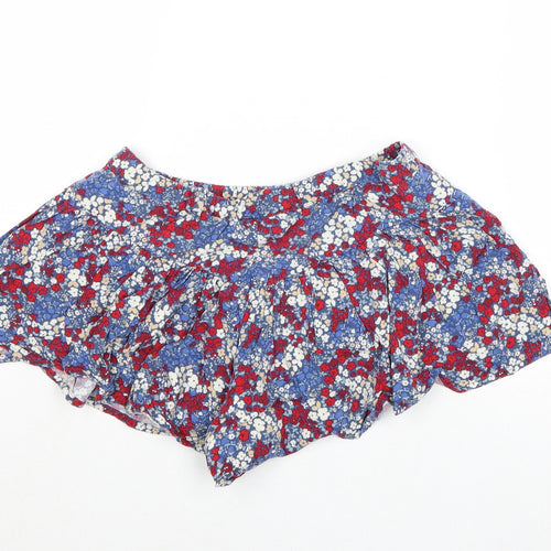 NEXT Girls Blue Floral Viscose Mini Skirt Size 6 Years Regular Pull On