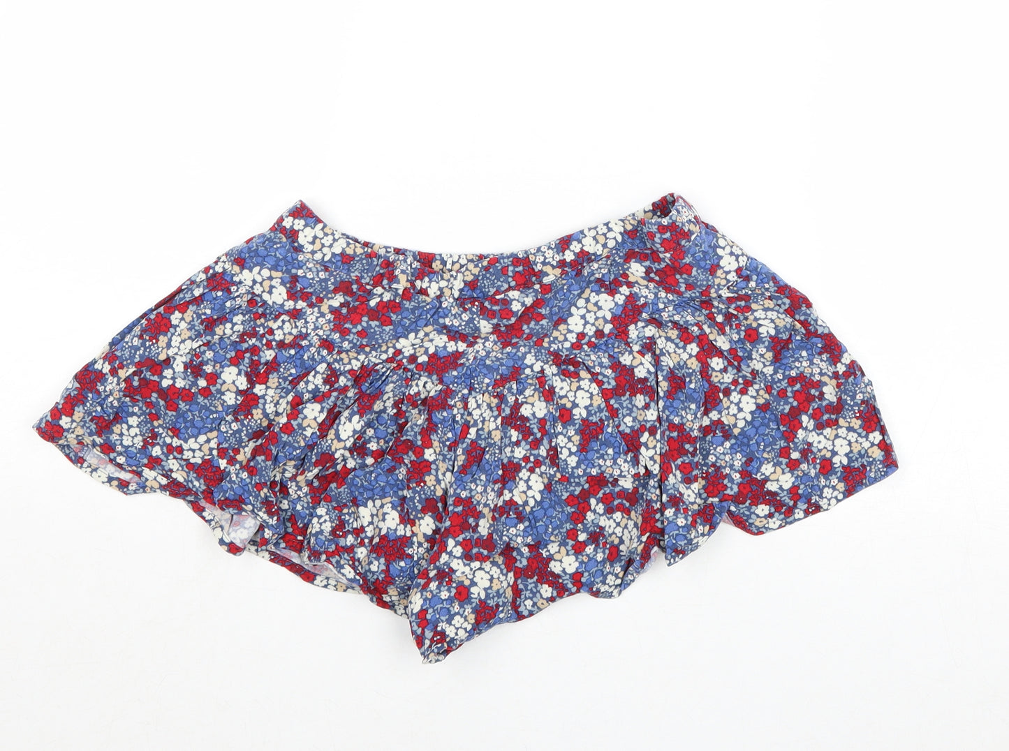 NEXT Girls Blue Floral Viscose Mini Skirt Size 6 Years Regular Pull On