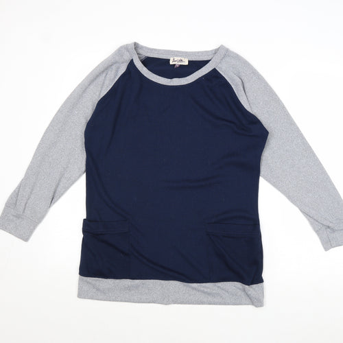 Arista Womens Blue Round Neck Polyester Pullover Jumper Size 10
