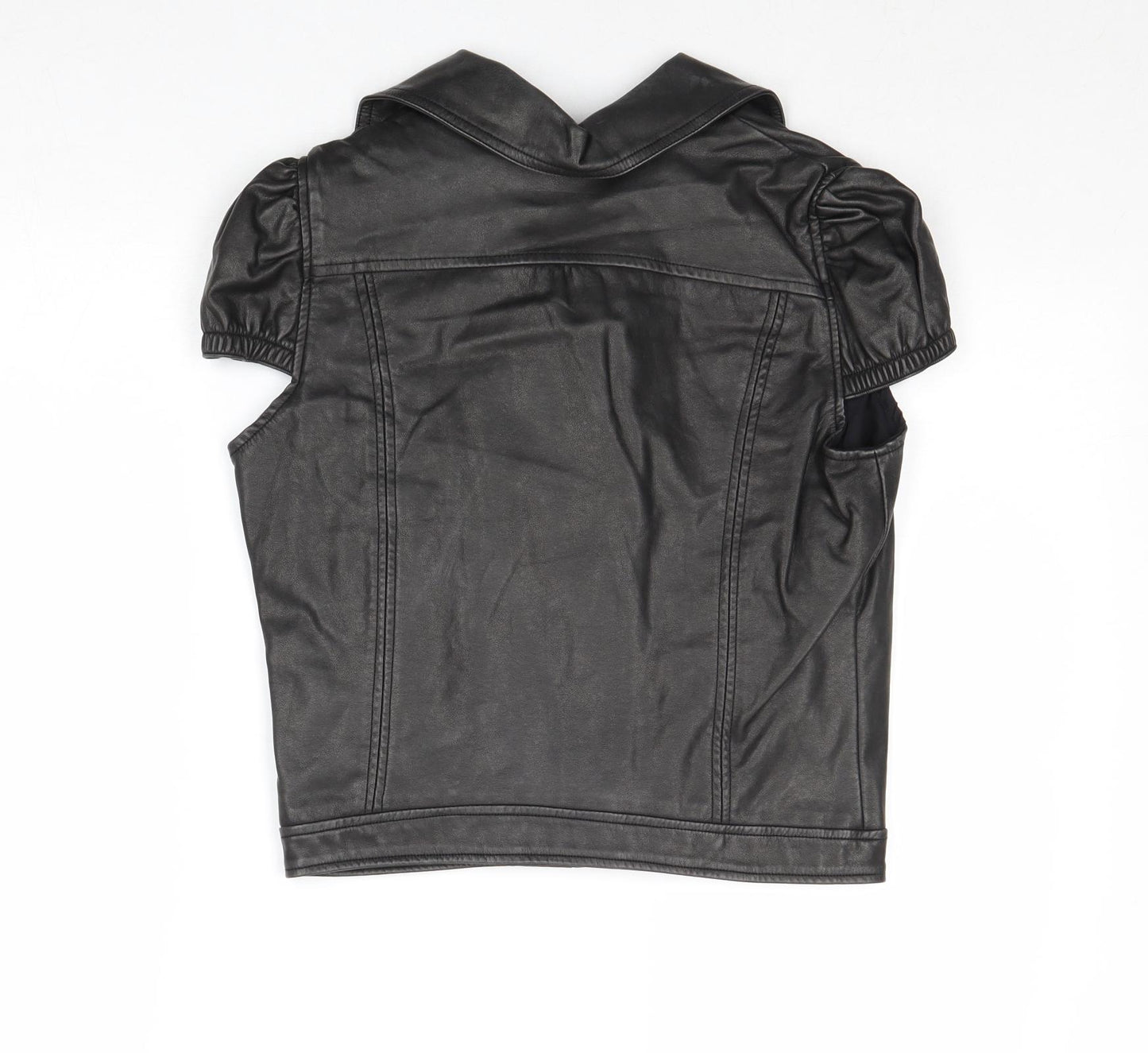 Influence Womens Black Biker Jacket Size 10 Zip - Faux Leather Style