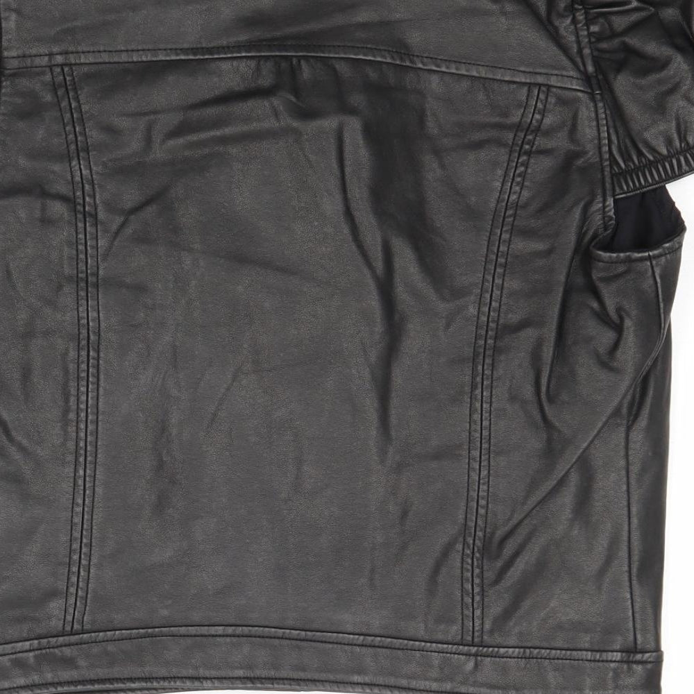 Influence Womens Black Biker Jacket Size 10 Zip - Faux Leather Style