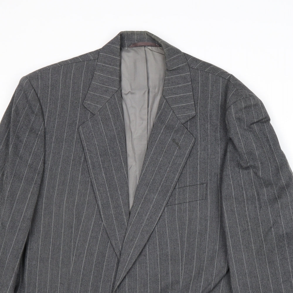 Mr Harry Mens Grey Striped Wool Jacket Suit Jacket Size 38 Regular