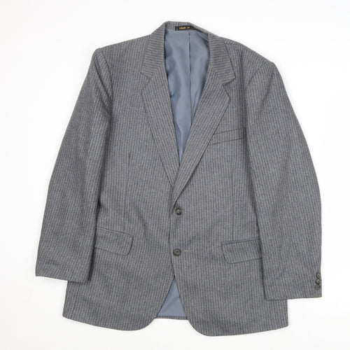 Yorkers Mens Grey Striped Wool Jacket Suit Jacket Size 36 Regular