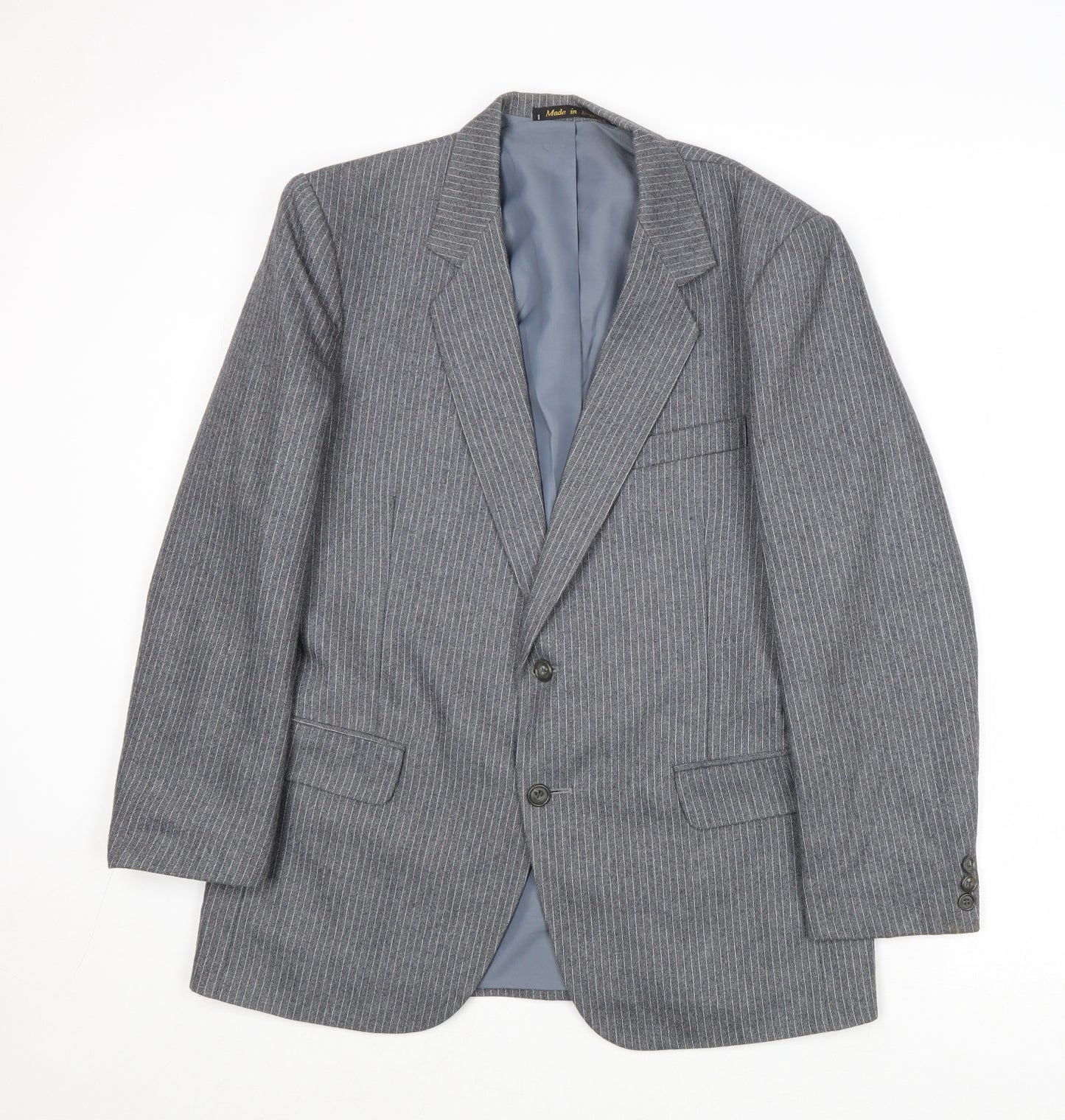 Yorkers Mens Grey Striped Wool Jacket Suit Jacket Size 36 Regular