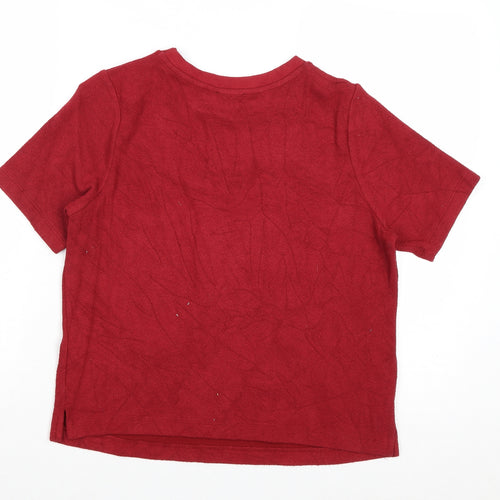Topshop Womens Red Viscose Basic T-Shirt Size 8 Round Neck