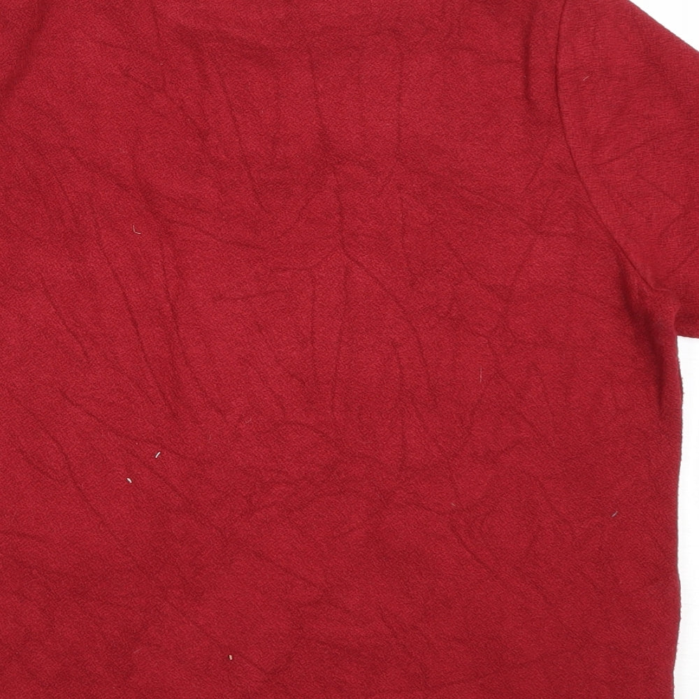 Topshop Womens Red Viscose Basic T-Shirt Size 8 Round Neck