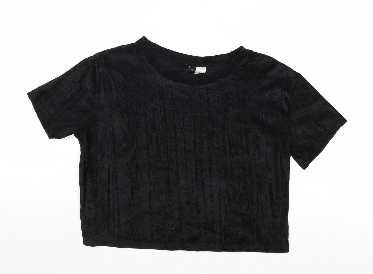 Divided by H&M Womens Black Polyester Basic T-Shirt Size XS Round Neck