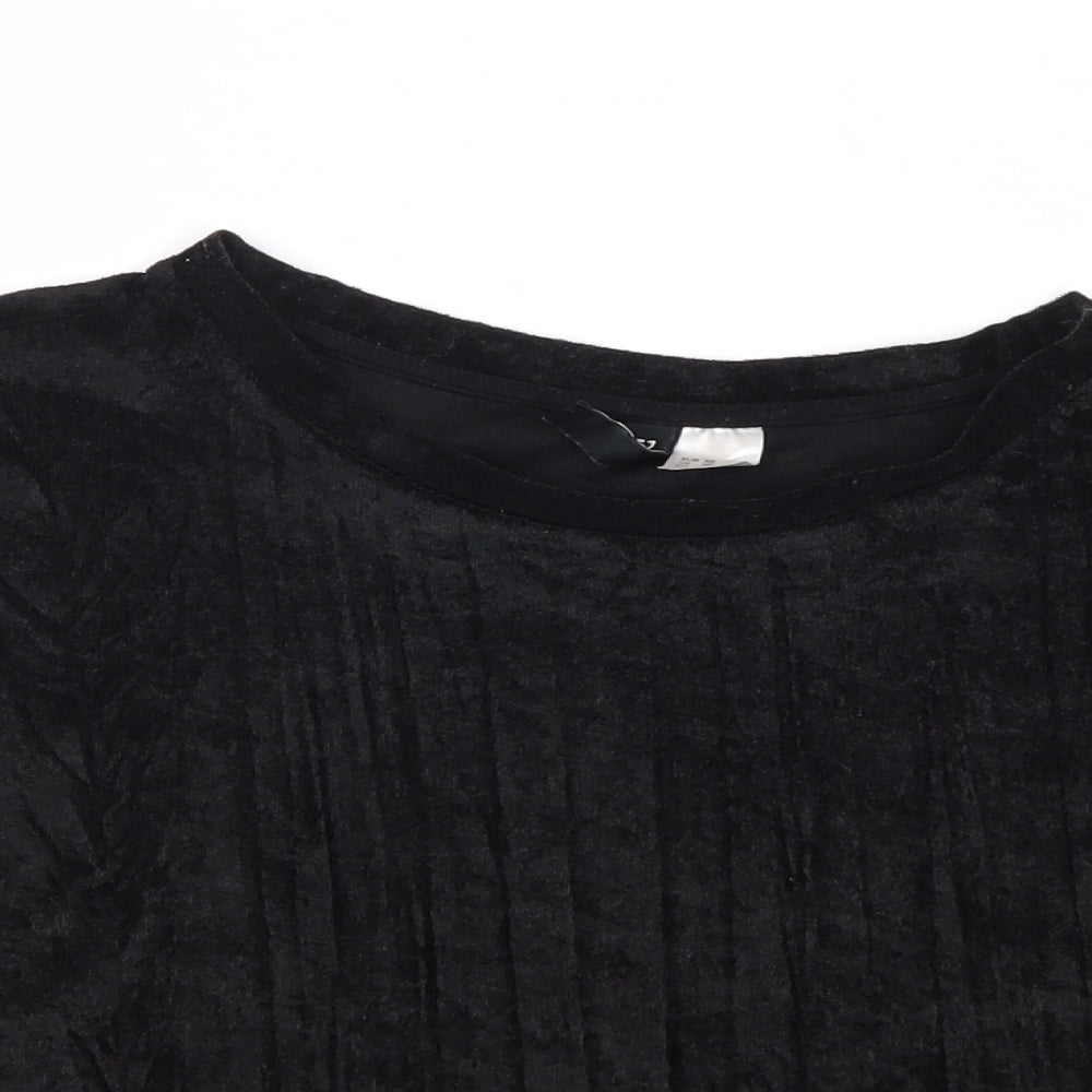 Divided by H&M Womens Black Polyester Basic T-Shirt Size XS Round Neck