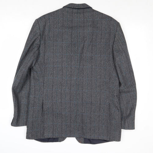 Hodges Mens Grey Striped Wool Jacket Blazer Size 40 Regular