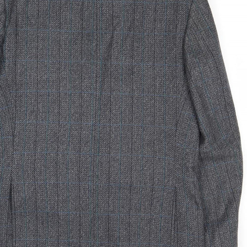 Hodges Mens Grey Striped Wool Jacket Blazer Size 40 Regular