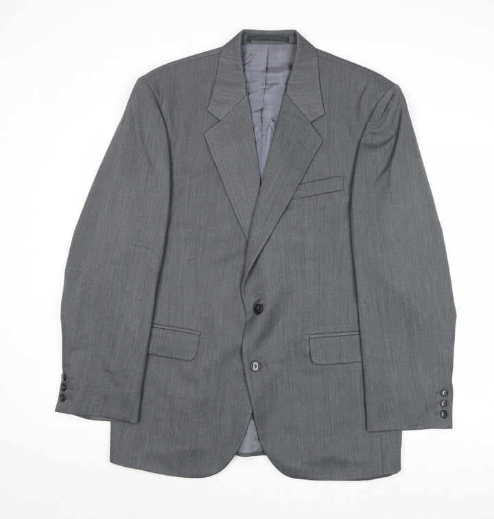 Fine Tailoring Mens Grey Polyester Jacket Suit Jacket Size 42 Regular