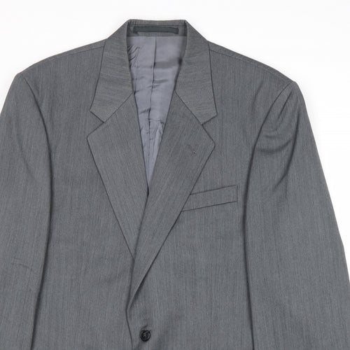 Fine Tailoring Mens Grey Polyester Jacket Suit Jacket Size 42 Regular