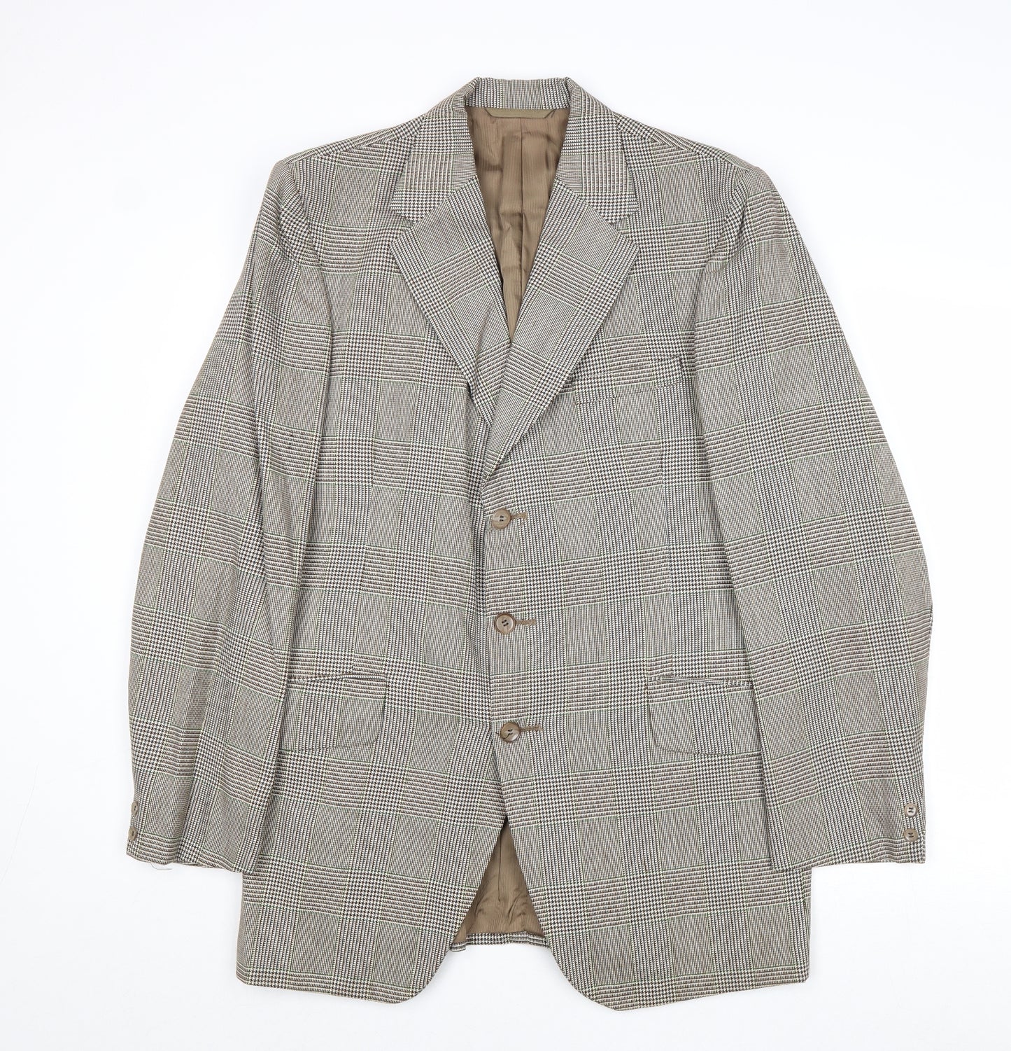 Burton Mens Grey Plaid Wool Jacket Suit Jacket Size 40 Regular