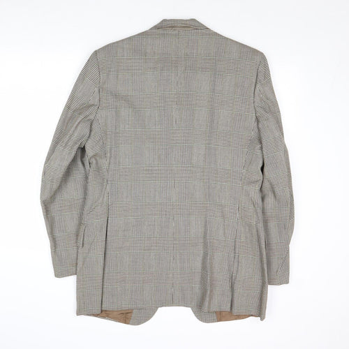 Burton Mens Grey Plaid Wool Jacket Suit Jacket Size 40 Regular