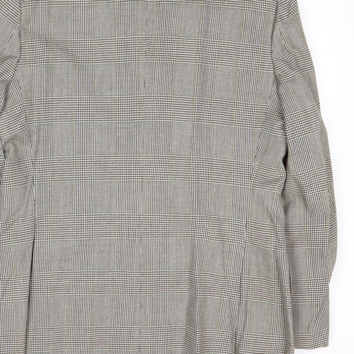 Burton Mens Grey Plaid Wool Jacket Suit Jacket Size 40 Regular