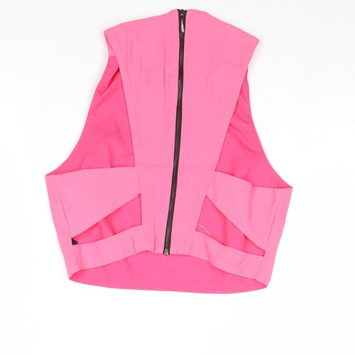 Topshop Womens Pink Acetate Cropped Tank Size 6 Round Neck