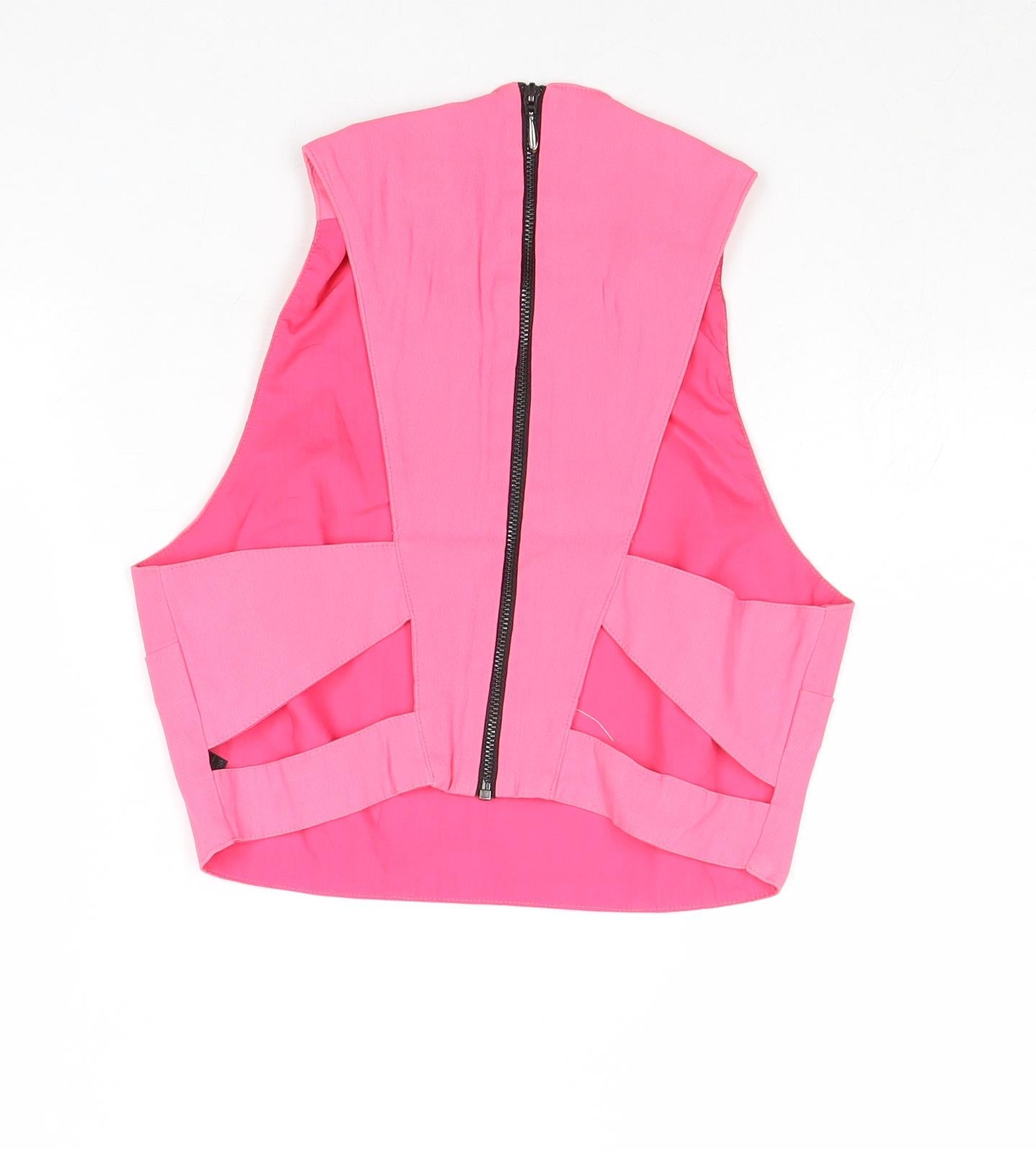 Topshop Womens Pink Acetate Cropped Tank Size 6 Round Neck