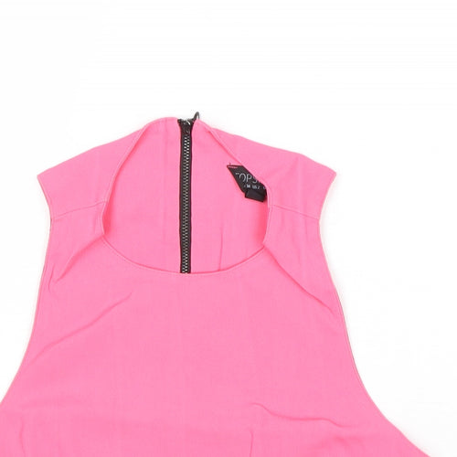 Topshop Womens Pink Acetate Cropped Tank Size 6 Round Neck