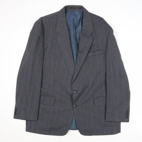 James Barry Mens Blue Striped Wool Jacket Suit Jacket Size 44 Regular
