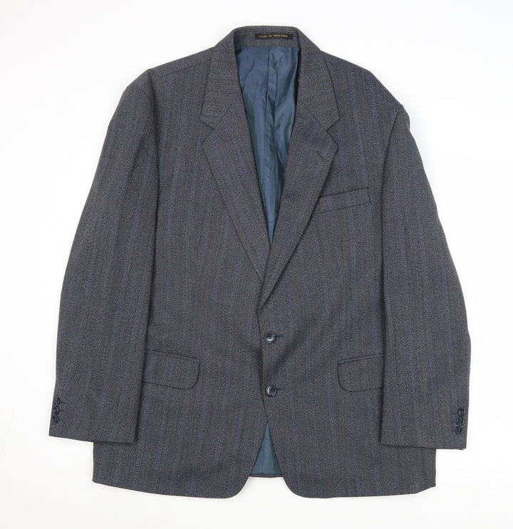 James Barry Mens Blue Striped Wool Jacket Suit Jacket Size 44 Regular
