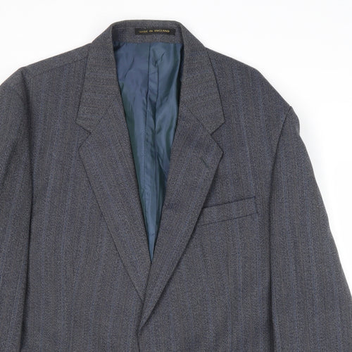 James Barry Mens Blue Striped Wool Jacket Suit Jacket Size 44 Regular