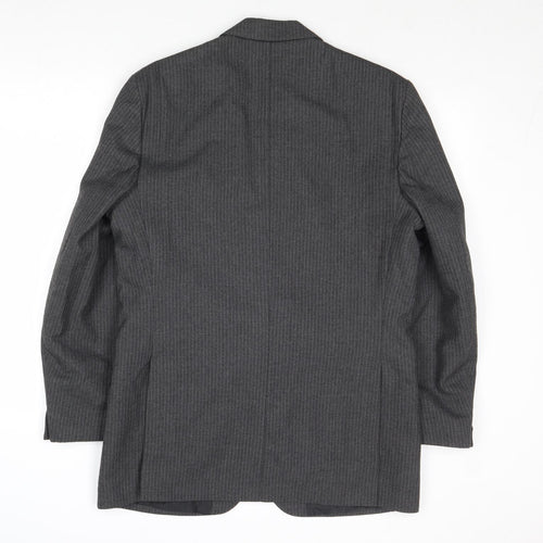 Greenwoods Mens Grey Striped Wool Jacket Suit Jacket Size 38 Regular