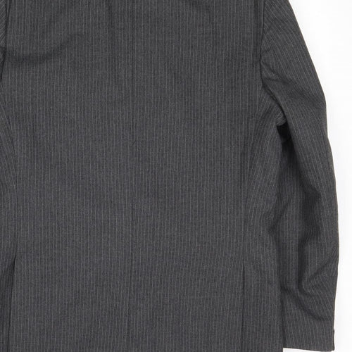 Greenwoods Mens Grey Striped Wool Jacket Suit Jacket Size 38 Regular