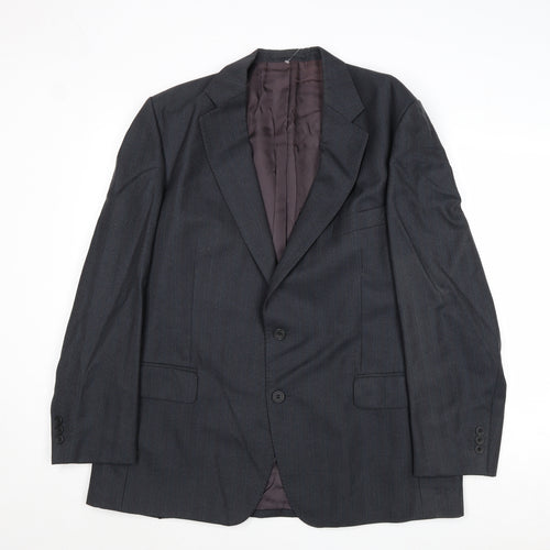 Mugee Mens Grey Striped Wool Jacket Suit Jacket Size 44 Regular