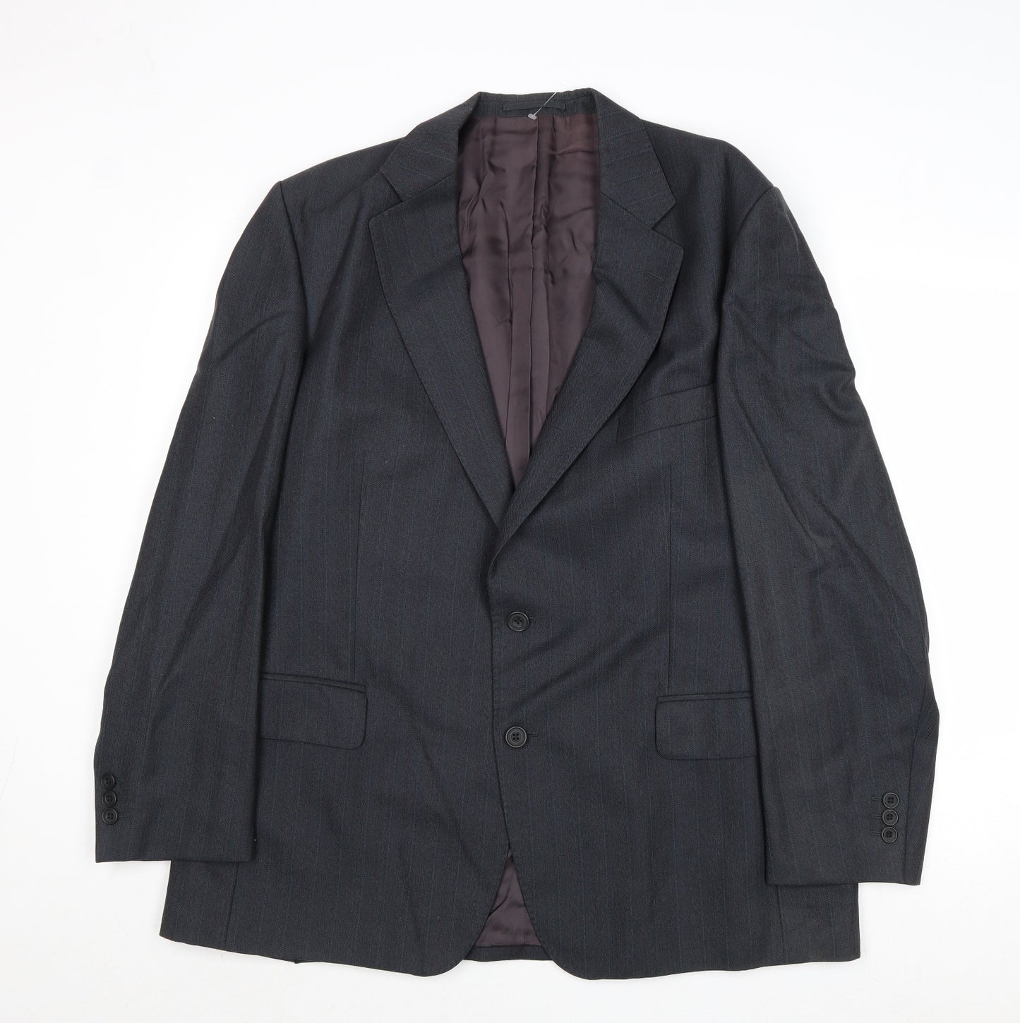 Mugee Mens Grey Striped Wool Jacket Suit Jacket Size 44 Regular