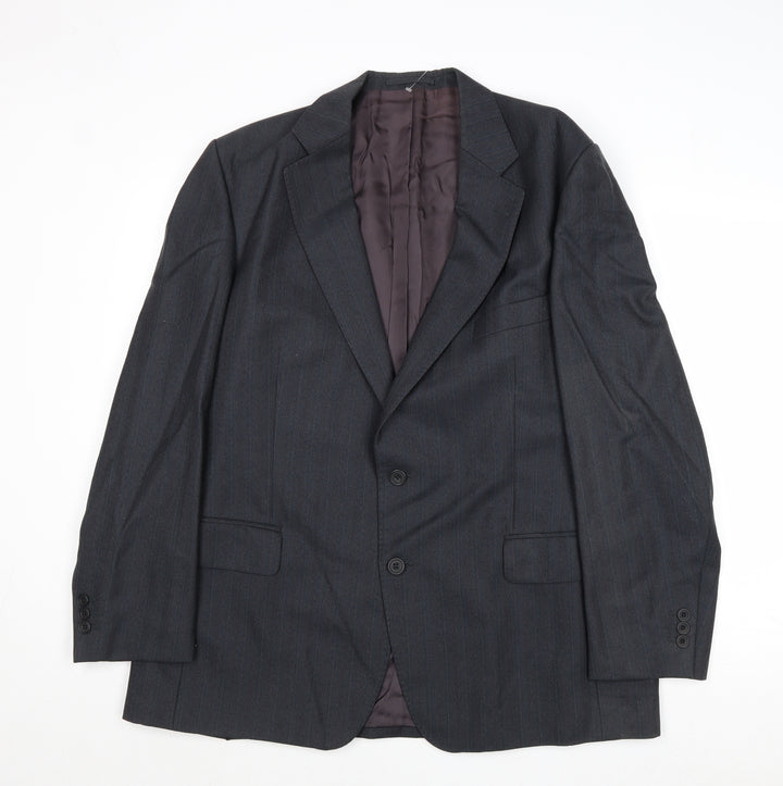 Mugee Mens Grey Striped Wool Jacket Suit Jacket Size 44 Regular