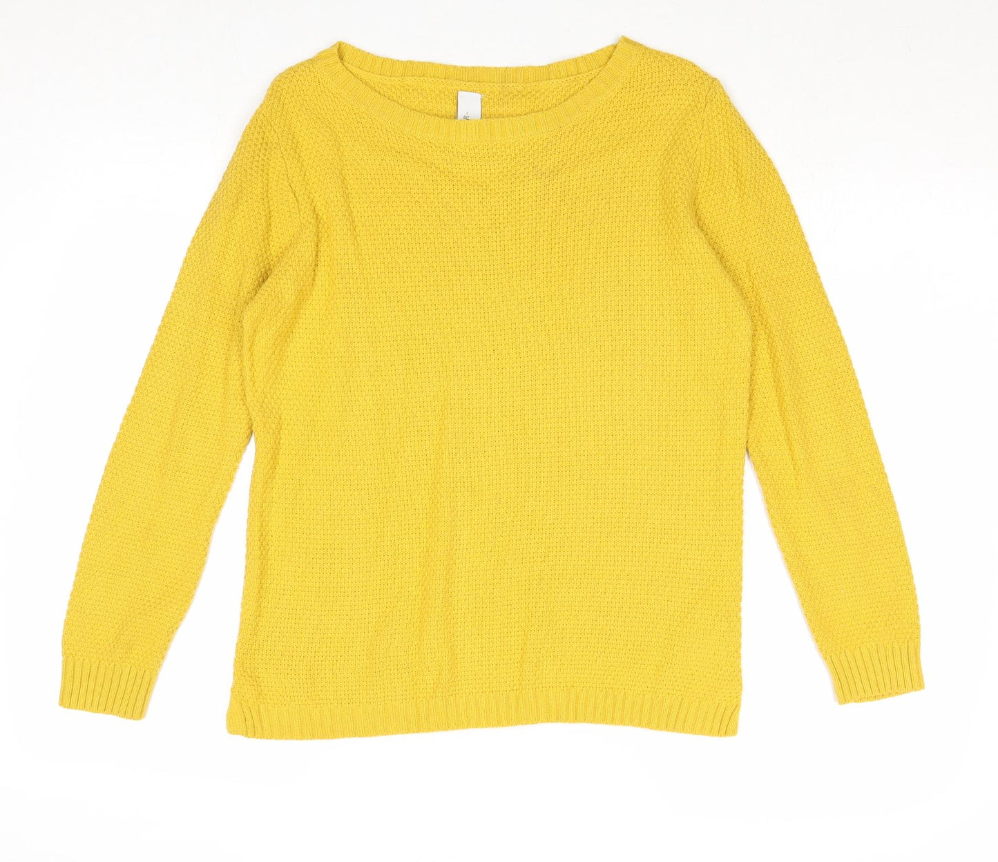 Pull&Bear Womens Yellow Boat Neck Acetate Pullover Jumper Size M