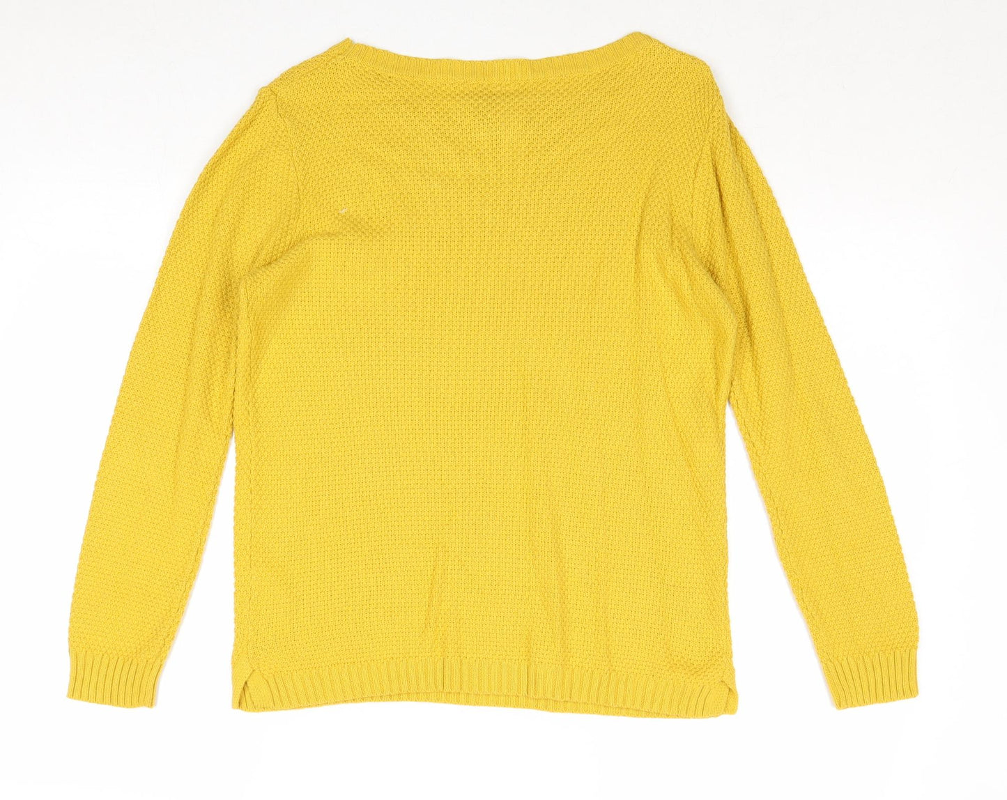 Pull&Bear Womens Yellow Boat Neck Acetate Pullover Jumper Size M