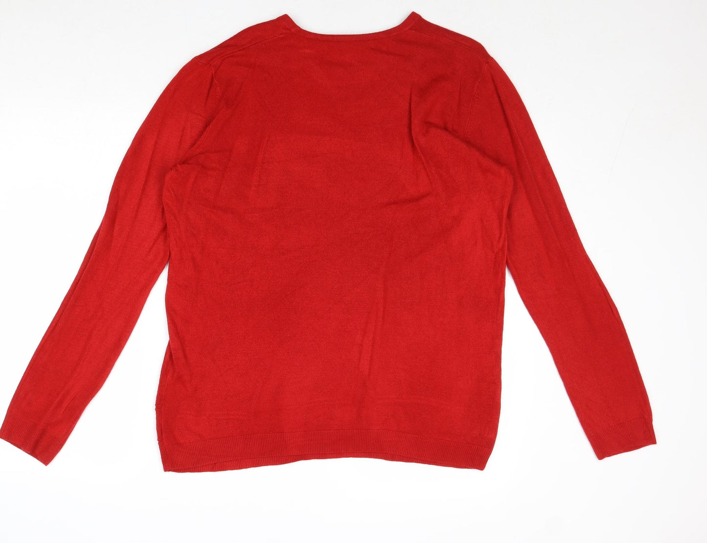 Vida Vi Womens Red Round Neck Acrylic Pullover Jumper Size XL