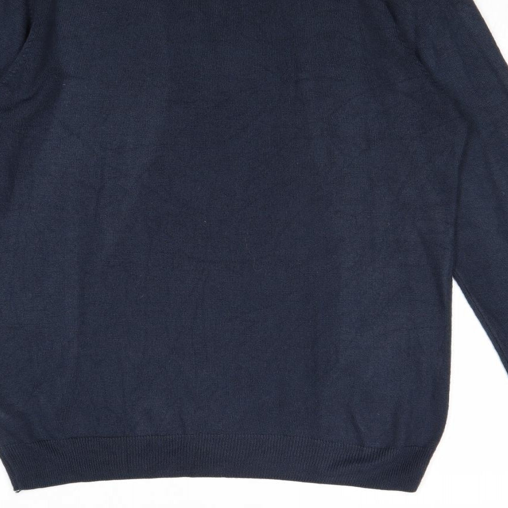 Marks and Spencer Mens Blue Round Neck Acrylic Pullover Jumper Size M Long Sleeve