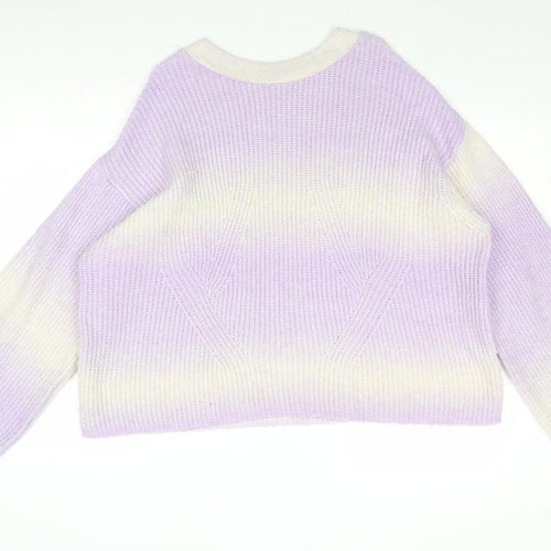 New Look Womens Purple Round Neck Acrylic Pullover Jumper Size L