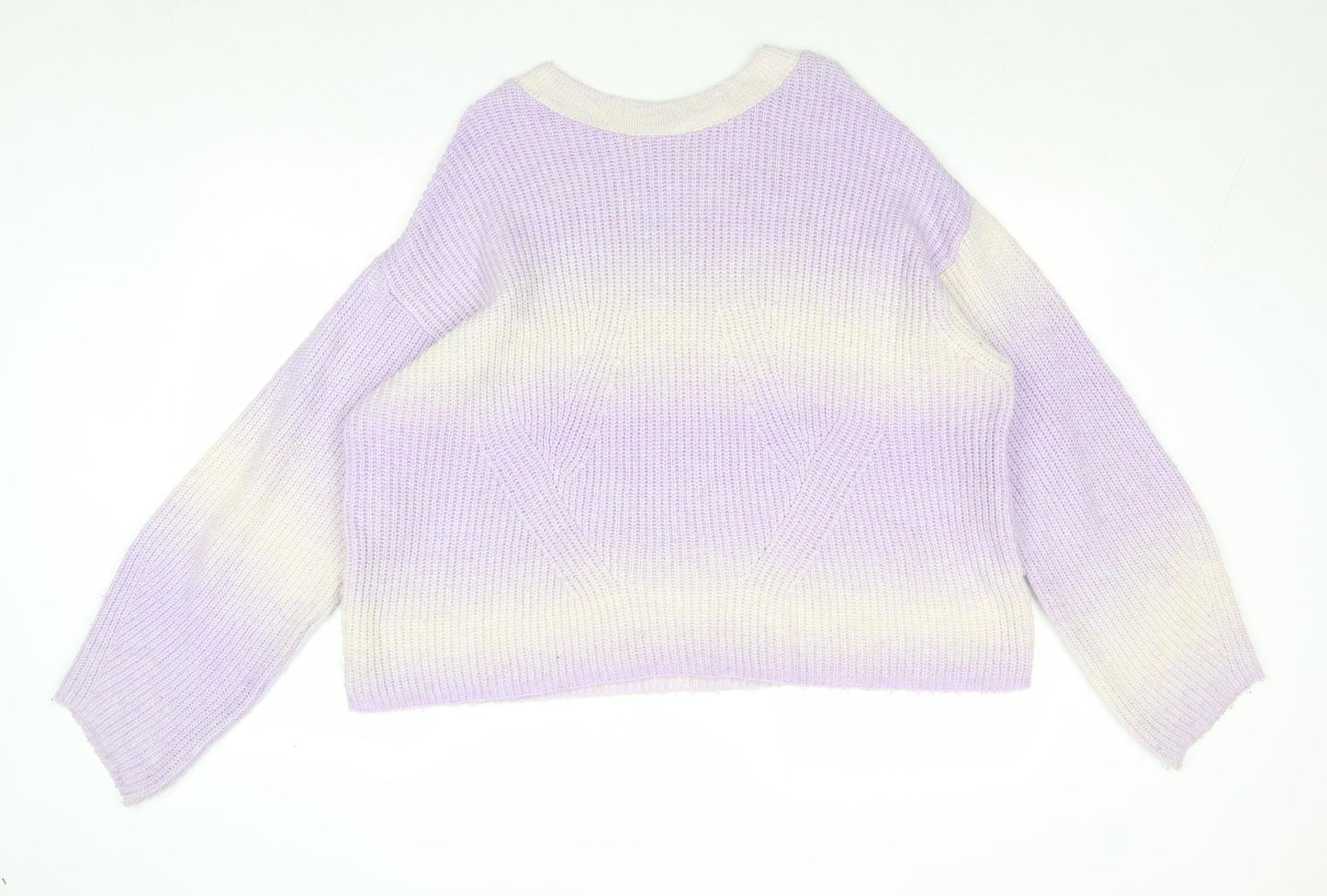 New Look Womens Purple Round Neck Acrylic Pullover Jumper Size L