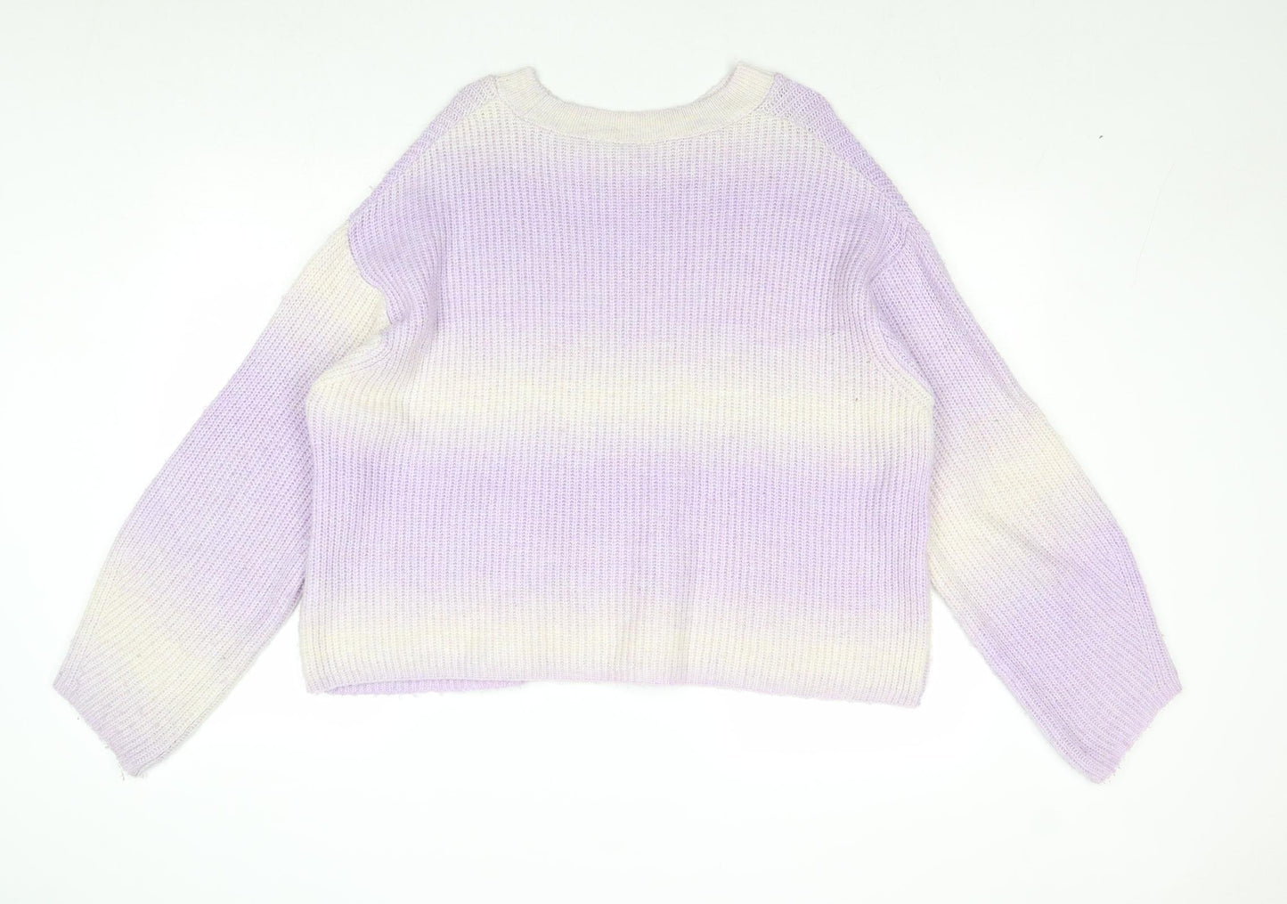 New Look Womens Purple Round Neck Acrylic Pullover Jumper Size L