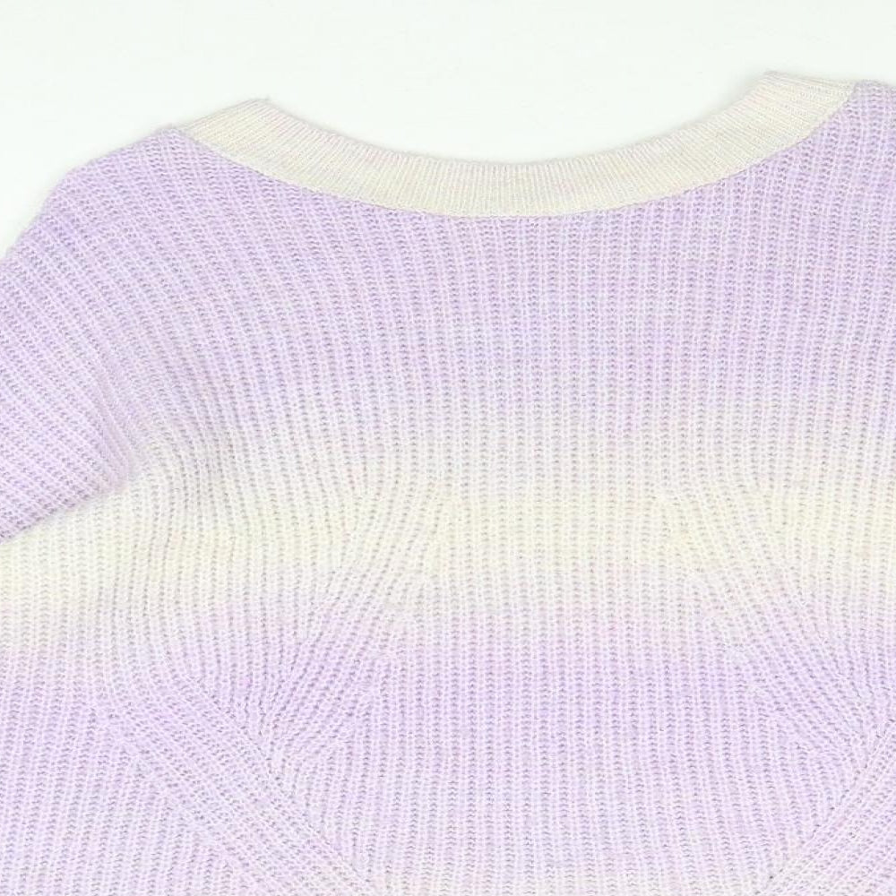 New Look Womens Purple Round Neck Acrylic Pullover Jumper Size L
