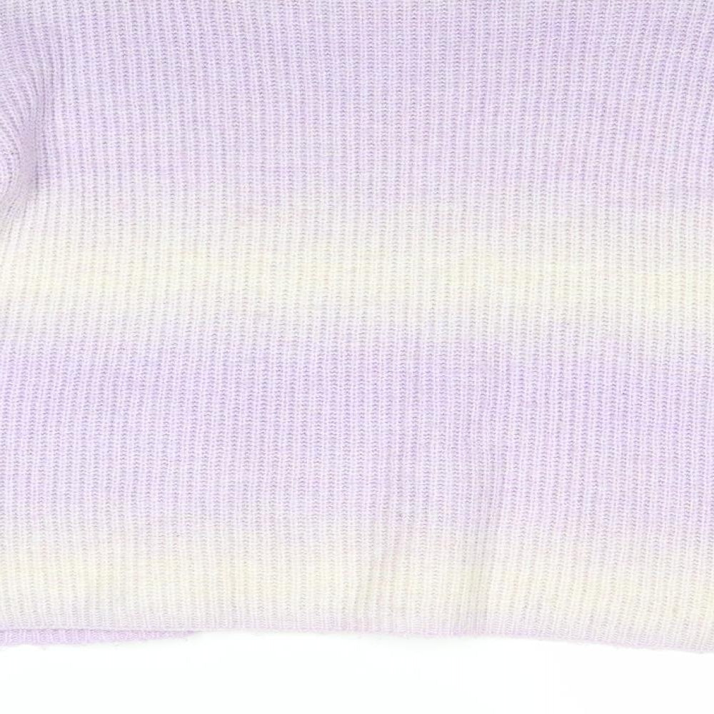 New Look Womens Purple Round Neck Acrylic Pullover Jumper Size L