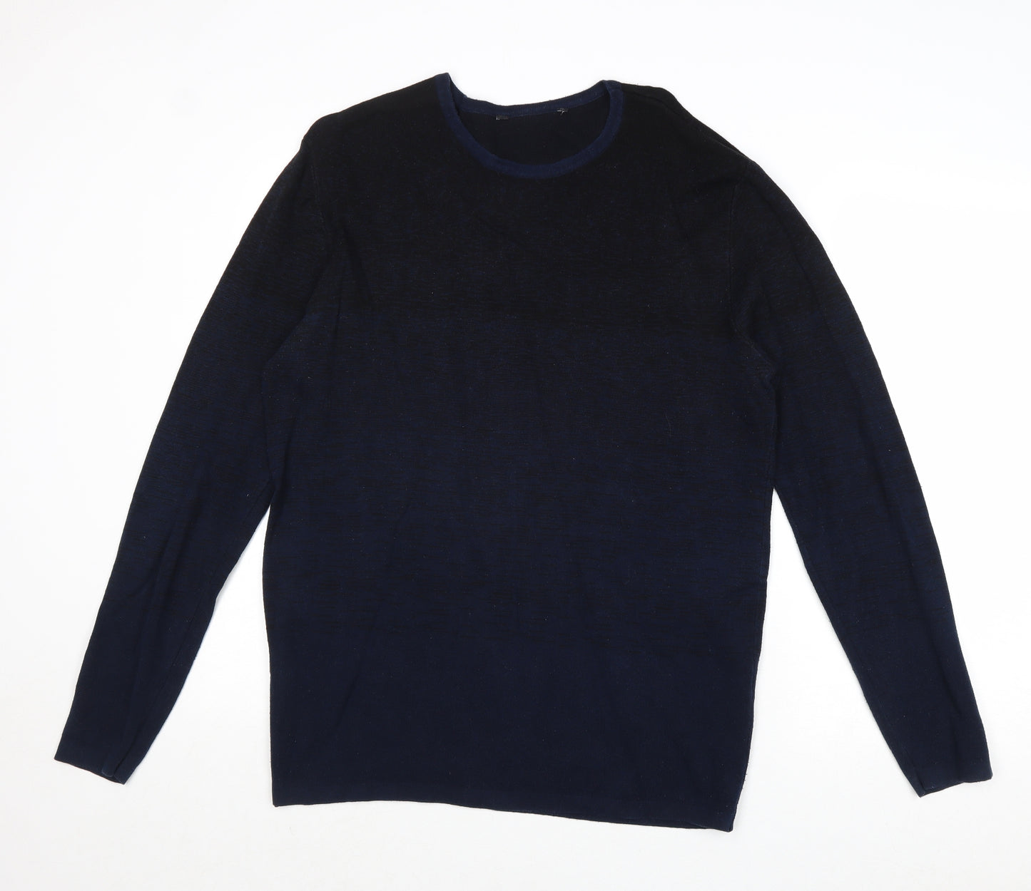Very Mens Blue Round Neck Cotton Pullover Jumper Size L Long Sleeve