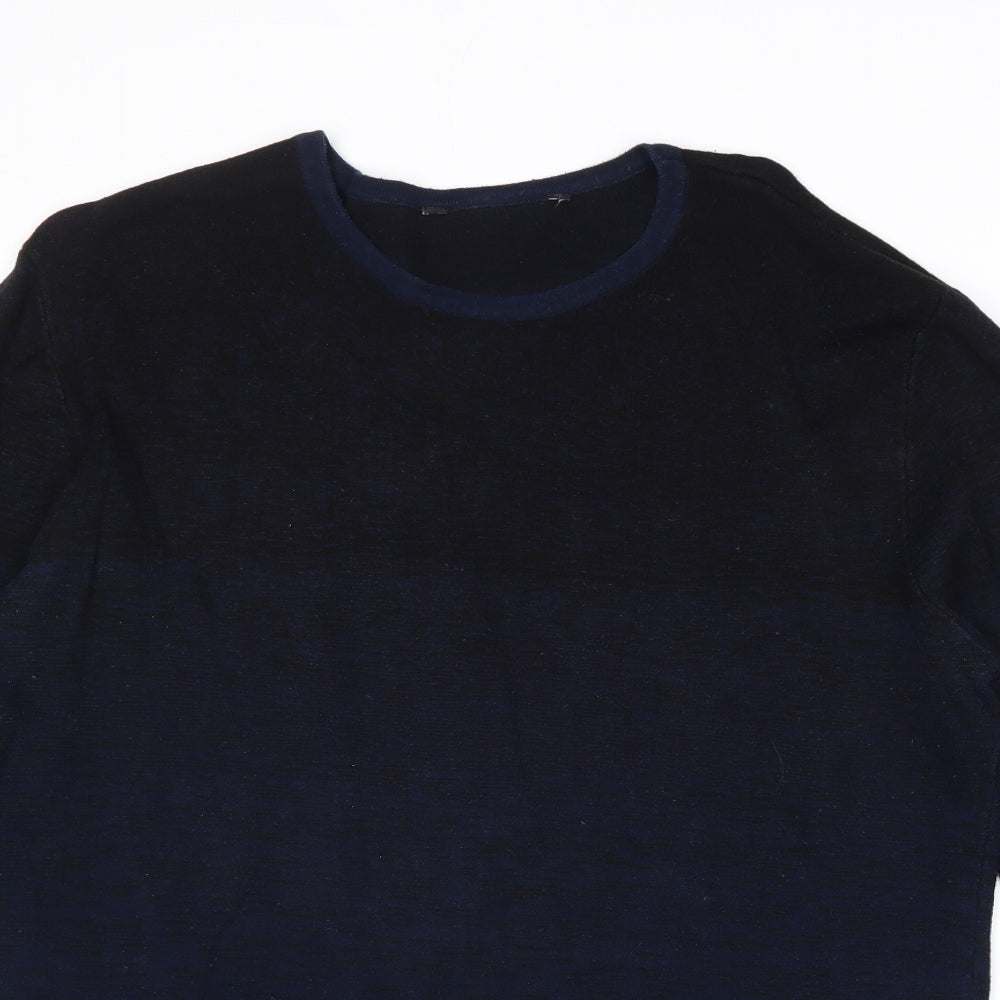 Very Mens Blue Round Neck Cotton Pullover Jumper Size L Long Sleeve