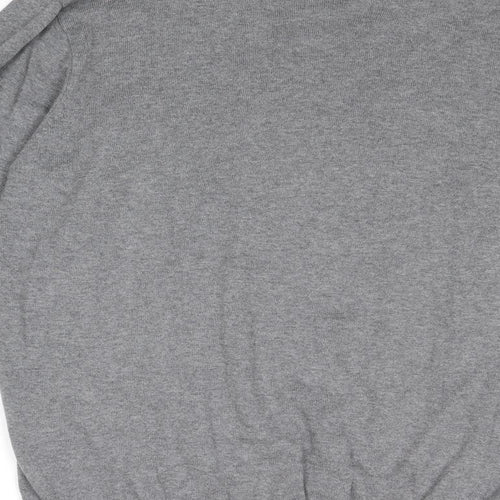 Bench Mens Grey V-Neck Cotton Henley Jumper Size M Long Sleeve