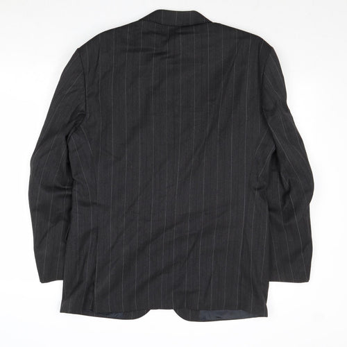 Cliftons Mens Grey Striped Wool Jacket Suit Jacket Size 40 Regular