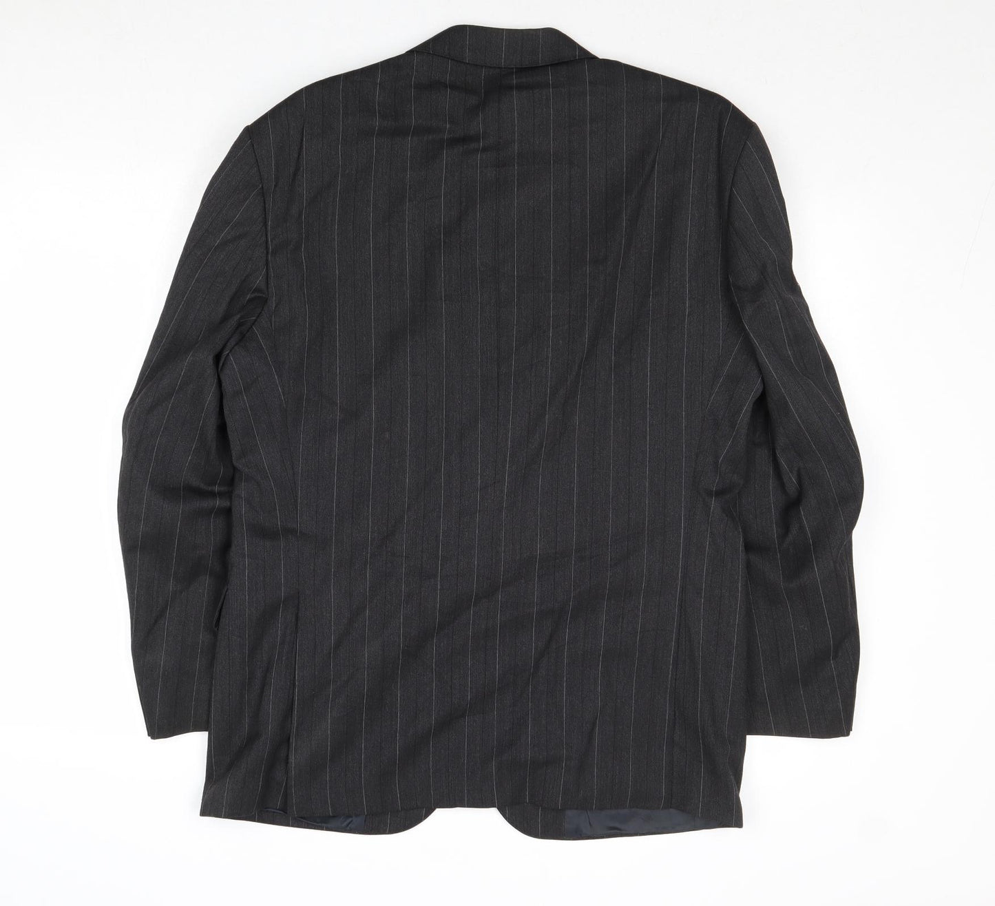 Cliftons Mens Grey Striped Wool Jacket Suit Jacket Size 40 Regular