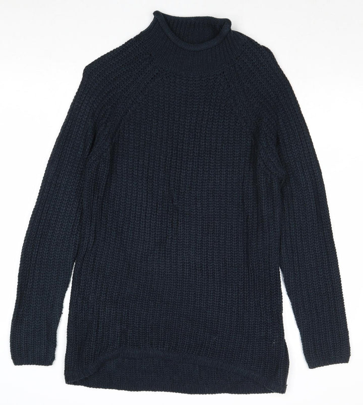Only Womens Blue High Neck Acrylic Pullover Jumper Size S