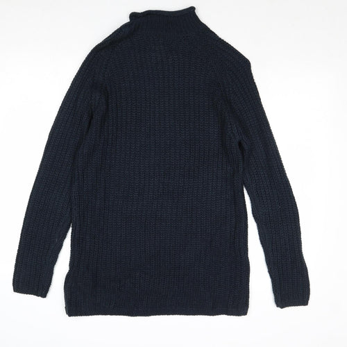 Only Womens Blue High Neck Acrylic Pullover Jumper Size S